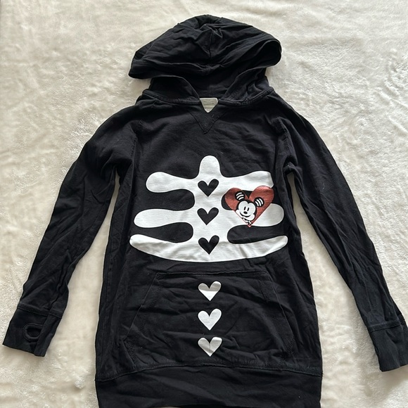 Disney Store Mickey Mouse Skeketon Halloween Tunic Hoodie Size Medium 7/8 - Picture 1 of 7